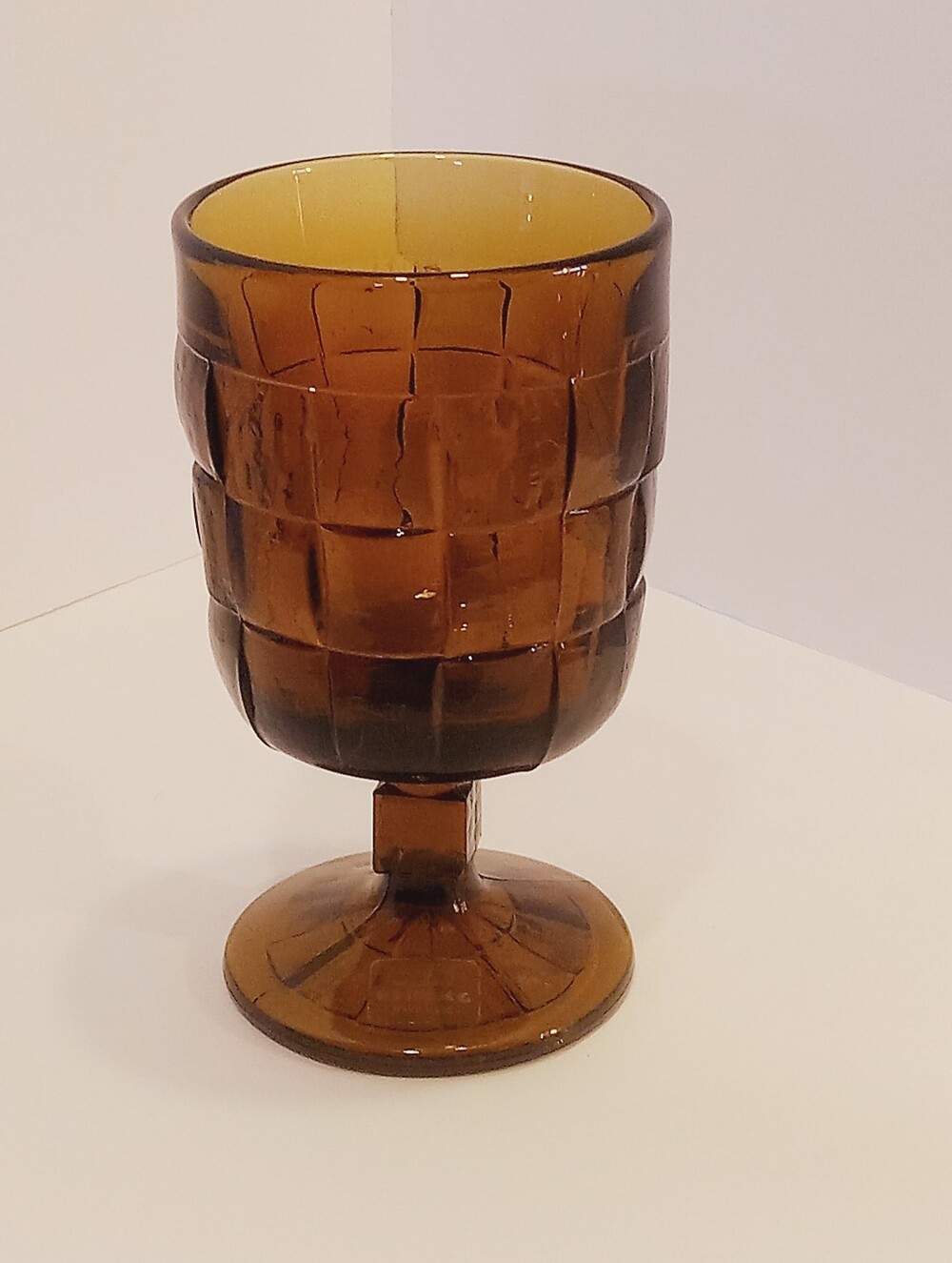 Vintage Viking Glass Georgian Nutmeg Brown Footed Wine goblet 5 1/4"